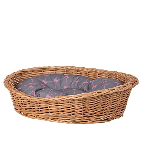 e-wicker24 Hundekorb aus Weide in Naturfarbe, Tierkorb, Katzenkorb (70x54 H22, Grau) von e-wicker24 Alles aus Weide