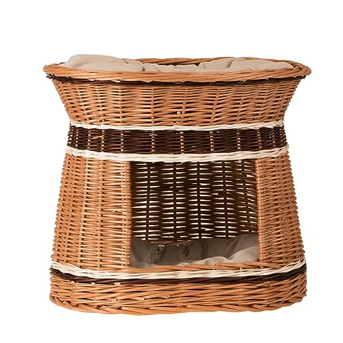 Korb, Haus, Turm, Korb, Weidenhütte mit zwei Etagen, (oval, beige) von e-wicker24 Alles aus Weide