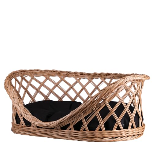 e-wicker24 Korb, Weidenkorb, Hundebett, Katzenbett, Hundehütte, Kissen, oval, gefüttert, mit Kissen, braun von e-wicker24 Alles aus Weide