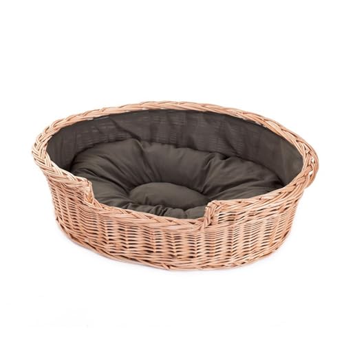 Lager aus Weide für Hund Katze mit Weichen Kissen Liegestuhl für Tiere Katzenlager Hundlager Hundebett Katzenbett oval 75x57H19 von e-wicker24 Alles aus Weide