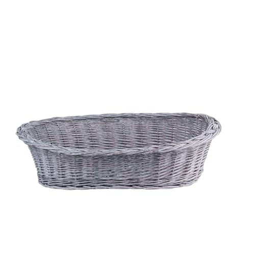 e-wicker24 Alles aus Weide Hundekorb aus Weide für Hund und Katze Hundebett Katzenbett mit Kissen Tierkorb geflochten Katzenkorb (Grau, 65x46 H20) von e-wicker24 Alles aus Weide