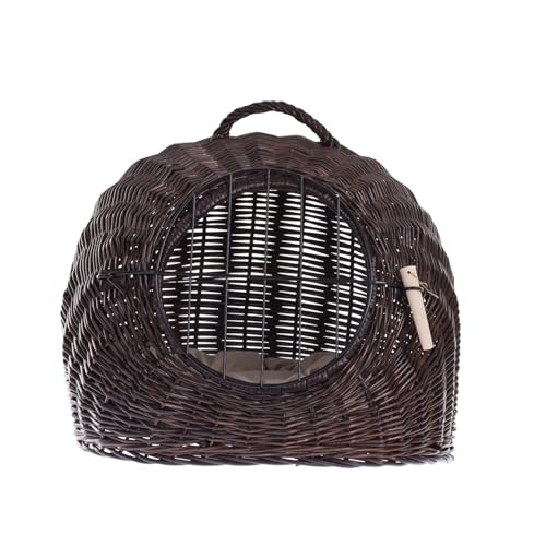 e-wicker24 Käfig, Transportkorb aus natürlichem Weidengeflecht, XL, für Katzen und kleine Hunde (50 x 40 cm, Höhe: 44, Braun/Beige) von e-wicker24 Alles aus Weide