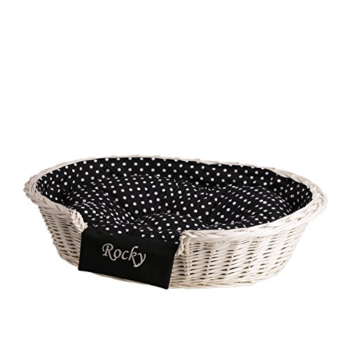 e-wicker24 Hundekorb aus Weide für Hund und Katze Hundebett Katzenbett mit Kissen Tierkorb geflochten Katzenkorb (Personalisiert 60, Creme) e-wicker24 Hundekorb aus Weide für Hund und Katze Hundebett Katzenbett mit Kissen Tierkorb geflochten Katzenkorb (Personalisiert 60, Creme) von e-wicker24