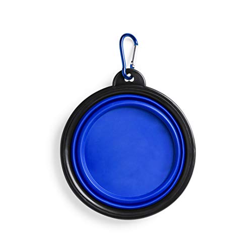 eBuyGB Tragbarer Faltbarer Pop-Up-Silikonnapf für Hunde und Katzen, mit Metall-Karabiner, 450 ml (blau) von eBuyGB