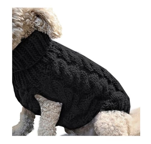 Kleiner Hundepullover, modischer Haustierpullover für Hunde, Herbst und Winter, klassischer Rollkragen, dicke warme Kleidung für Chihuahua, Bulldogge, Dackel, Mops, Yorkie (Medium, Schwarz) von eLymwoo