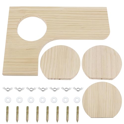 eMagTech 4er Set L-Form mit Löchern/Runde Holzplattform Stehplattform für Hamster, Rennmäuse, Chinchillas, Papageien Natürlicher Wohnraum Hamsterkäfig Zubehör von eMagTech