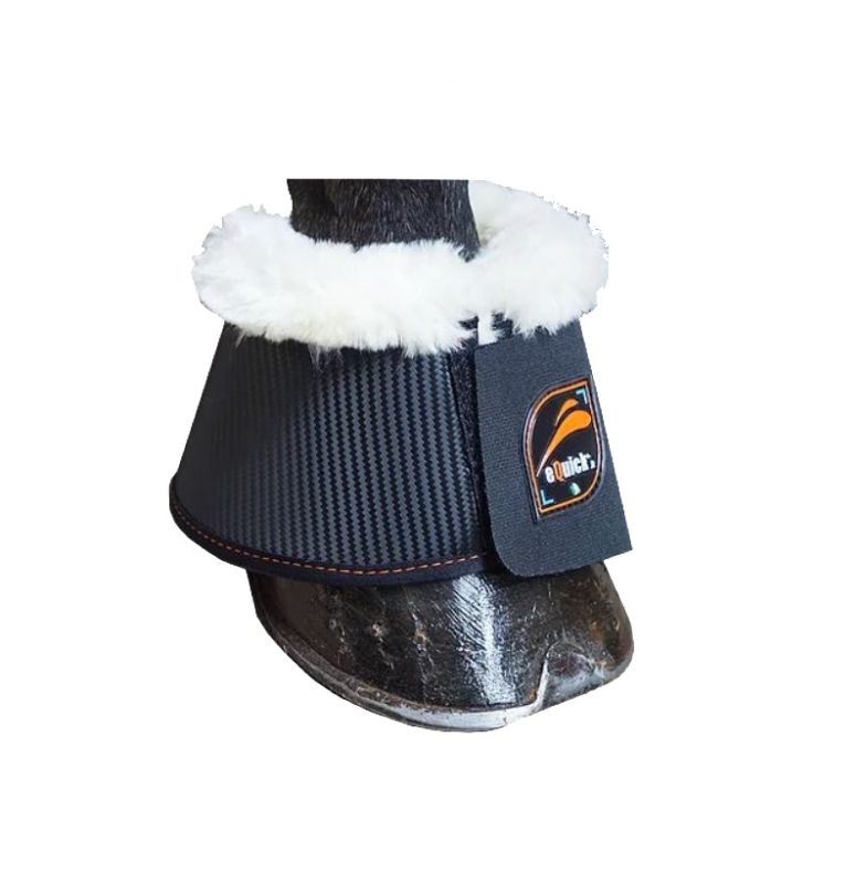 eQuick® Hufglocken Carbon Fluffy mit Kunstfell Black, Gr. L von eQuick