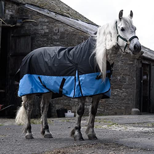 Equitack 1200 Denier Pferdedecke Outdoor Winterdecken Weidedecke mit 100 G Füllung Highneck Schwarz/Baby blau 155cm von eQuitack Your Passion Is Our Mission