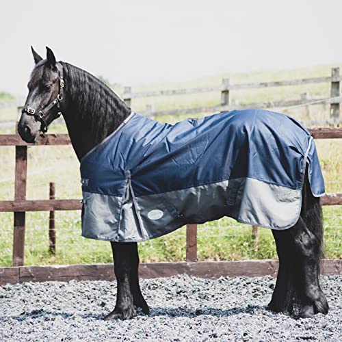 Equitack 1200 Denier Pferdedecke Outdoor Winterdecken Weidedecke mit 100 G Füllung Regular Navy/Grau 135cm von eQuitack Your Passion Is Our Mission