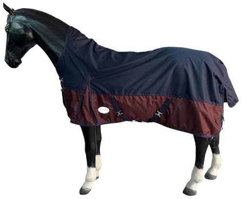 eQuitack Your Passion Is Our Mission Outdoor Winterdecke Turnout 100% Wasserdicht 600D 50G Fulling Highneck Multi Farbe Navy/Burgundy - 155cm von eQuitack Your Passion Is Our Mission