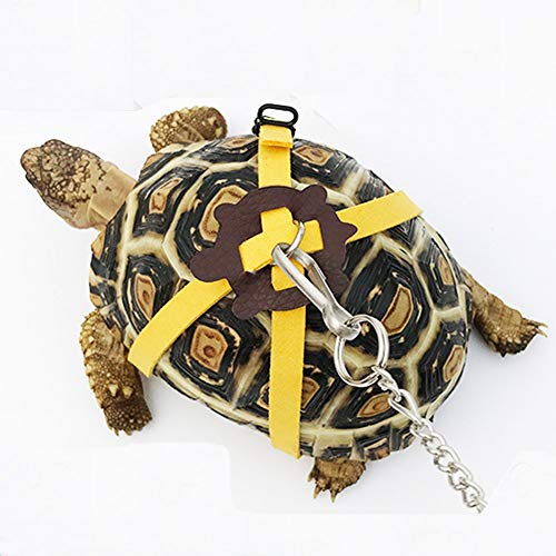 Ebamaz Leder Geschirr für Schildkröte mit Leine und Brusthalsband （Größe M） von ebamaz