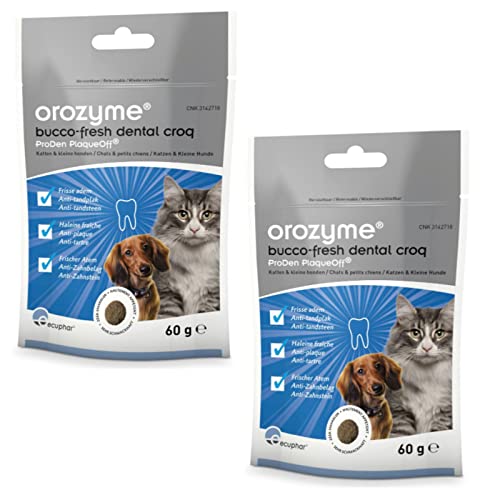 ecuphar Orozyme Bucco-Fresh Dental Croq für kleine Hunde und Katzen - Doppelpack - 2 x 60g von ecuphar