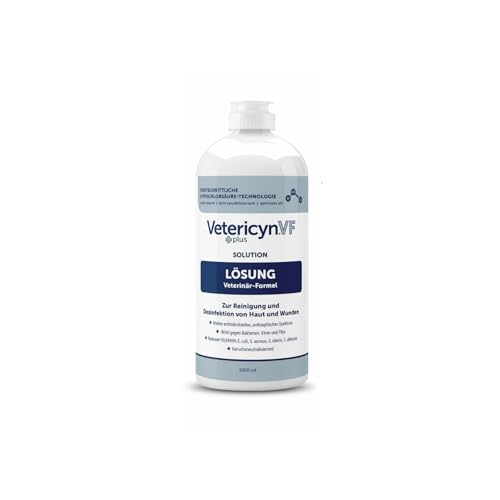 ecuphar Vetericyn VF +Plus Lösung | 1000 ml | Reinigungs- und Desinfektionsmittel für alle Tiere | Zur Reinigung und Desinfektion von Wunden und stark beanspruchten Hautpartien von ecuphar