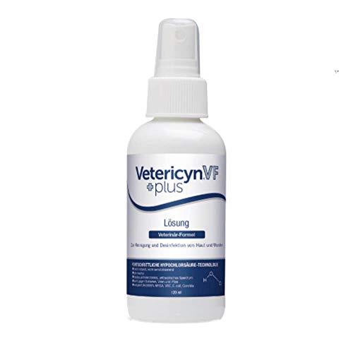 ecuphar Vetericyn VF +Plus Lösung | 120 ml | Reinigungs- und Desinfektionsmittel für alle Tiere | Zur Reinigung und Desinfektion von Wunden und stark beanspruchten Hautpartien von ecuphar
