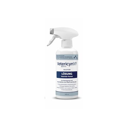 ecuphar Vetericyn VF +Plus Lösung | 500 ml | Reinigungs- und Desinfektionsmittel für alle Tiere | Zur Reinigung und Desinfektion von Wunden und stark beanspruchten Hautpartien von ecuphar