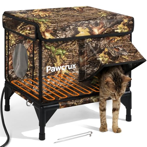 Beheizte Katzenhäuser für Outdoor-Katzen, wasserdicht, isoliert, Outdoor-Katzenhaus mit Heizkissen, wetterfest, erhöhtes beheiztes Katzenhaus für Wildkatzen im Freien (Blatt, 40,6 x 30,5 x 45,7 cm (B Beheizte Katzenhäuser für Outdoor-Katzen, wasserdicht, isoliert, Outdoor-Katzenhaus mit Heizkissen, wetterfest, erhöhtes beheiztes Katzenhaus für Wildkatzen im Freien (Blatt, 40,6 x 30,5 x 45,7 cm (B von eekkii