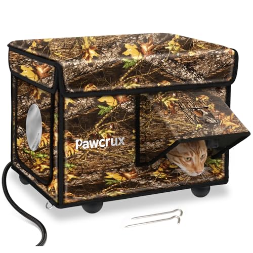 Beheiztes Katzenhaus für draußen mit Doppeltüren, isoliertes Katzenhaus im Freien mit Heizkissen, wetterfest, beheizte Outdoor-Katzenhäuser wetterfest für Wildkatzen (Blatt, 43,2 cm B x 30,5 cm T x 33 Beheiztes Katzenhaus für draußen mit Doppeltüren, isoliertes Katzenhaus im Freien mit Heizkissen, wetterfest, beheizte Outdoor-Katzenhäuser wetterfest für Wildkatzen (Blatt, 43,2 cm B x 30,5 cm T x 33 von eekkii
