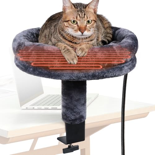 eekkii Schreibtisch beheiztes Katzenbett für den Innenbereich, verstellbares beheiztes Katzenbett für Schreibtisch für Zuhause & Büro, stabile Katzenbetten für Indoor-Katzen mit weichem Kissen, eekkii Schreibtisch beheiztes Katzenbett für den Innenbereich, verstellbares beheiztes Katzenbett für Schreibtisch für Zuhause & Büro, stabile Katzenbetten für Indoor-Katzen mit weichem Kissen, von eekkii