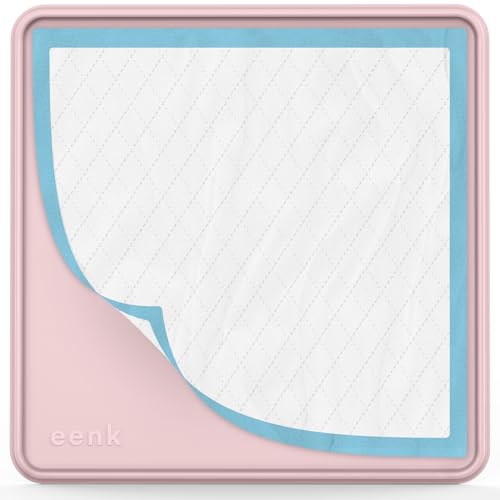 Pee Pad Tray Holder for Dogs - No Spill Raised Lip High Edge Silicone Mat, Extra Thick and Non-Slip for Indoor Floor Protection, Fits Up to 55.9 cmx55.9 cm Square Potty Training Pads (Small, Pink) | von eenk