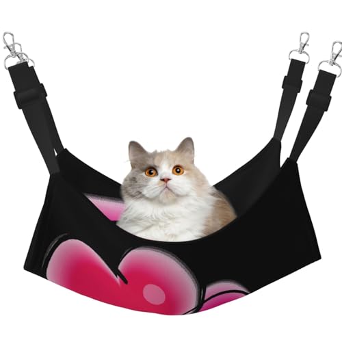 Haustier-Käfig-Hängematte mit zwei rosa Herzen, warme Haustier-Hängematte, weiche hängende Katzenbett-Matte, Winter, warm Haustier-Käfig-Hängematte mit zwei rosa Herzen, warme Haustier-Hängematte, weiche hängende Katzenbett-Matte, Winter, warm von eeprty