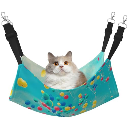 eeprty Haustier-Käfig-Hängematte, bunte Luftballons, blauer Himmel, warme Haustier-Hängematte, weiche hängende Katzenbett-Matte, Winter, warm von eeprty