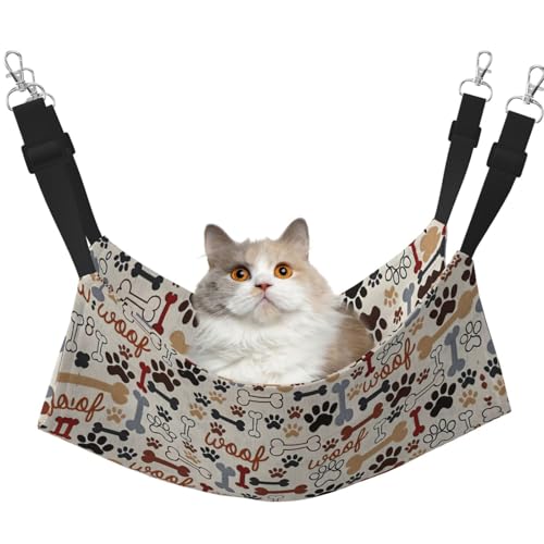 eeprty Haustier-Käfig-Hängematte mit Knochen- und Pfotenabdruck, warme Haustier-Hängematte, weiche hängende Katzenbett-Matte, Winter, warm eeprty Haustier-Käfig-Hängematte mit Knochen- und Pfotenabdruck, warme Haustier-Hängematte, weiche hängende Katzenbett-Matte, Winter, warm von eeprty
