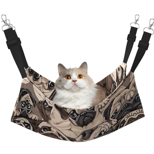 eeprty Haustier-Käfig-Hängematte mit lustigem Mops-Muster, warme Haustier-Hängematte, weiche Hängematte für den Winter, warm eeprty Haustier-Käfig-Hängematte mit lustigem Mops-Muster, warme Haustier-Hängematte, weiche Hängematte für den Winter, warm von eeprty