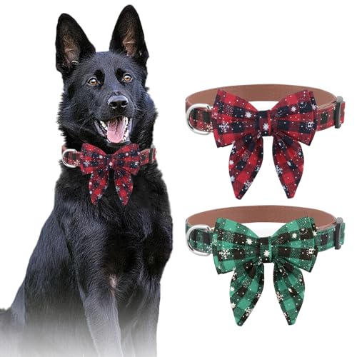 2 Pack Weihnachten Hundehalsband mit Schleife, Urlaub Hundehalsband mit Schneeflocke, Fliege Welpenhalsband für kleine, mittelgroße und große Hunde 2 Pack Weihnachten Hundehalsband mit Schleife, Urlaub Hundehalsband mit Schneeflocke, Fliege Welpenhalsband für kleine, mittelgroße und große Hunde von efoefo
