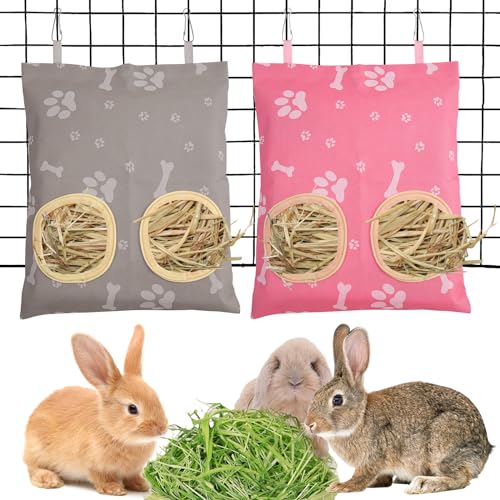 Oxford Heu-Futterspender zum Aufhängen, 2 Löcher, für Meerschweinchen, Heu, für Kaninchen, Chinchillas, Hamster, Ratten und andere kleine Haustiere, 2 Stück von eggigi