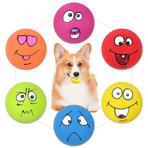 eisoco Quietschende Hundebälle - Lustiges Kauspielzeug aus Gummi für kleine und mittelgroße Hunde, federndes Apportierspielzeug für interaktives Spielen, weiches und sicheres Hundespielzeug-Set von eisoco