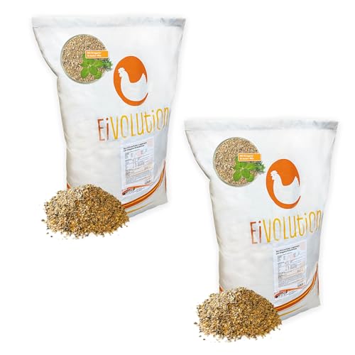 eivolution Bio-Hühnerfutter Legemehl mit Oregano-Kräutermix 28 kg – Vollwertiges Alleinfutter für Legehennen, Wachteln und Geflügel – Natürlich, Gesund & Lecker von eivolution