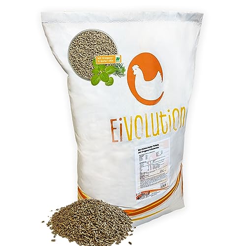 eivolution Bio-Hühnerfutter Pellets mit Oregano-Kräutermix 14 kg | Alleinfutter für Legehennen & Geflügel | Reich an Vitalstoffen | Kontrolliert ökologisch von eivolution