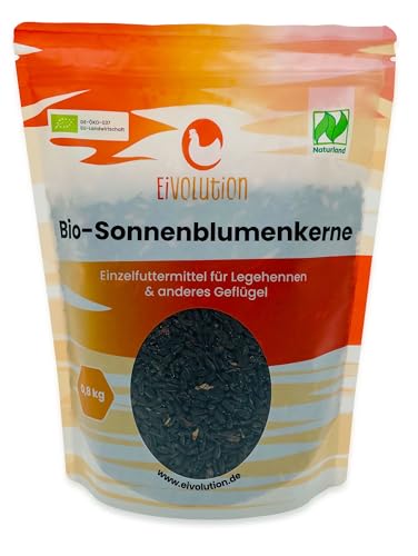 eivolution Bio-Sonnenblumenkerne 800g – Hühner- & Wildvogelfutter – Natürlich, Energiereich, Gentechnikfrei, Winterfutter von eivolution