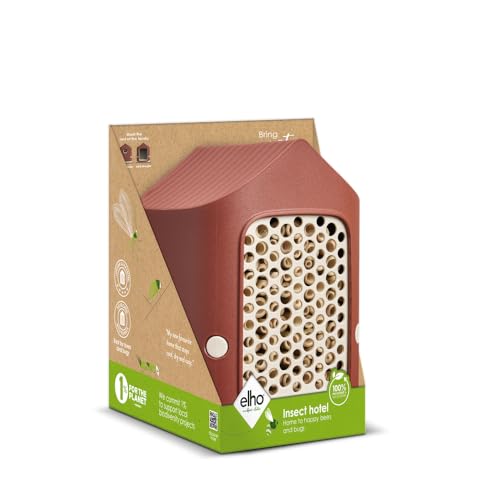 Elho Cosy Insektenhotel 18cm - für Insekten und Bienen - 100% Recyceltem Plastik - L17.6 x B18 x H23 cm - Rot/Toskanisches Rot von elho