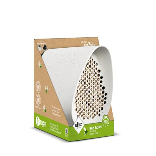 Elho Essential Bee Hotel 18cm - Insektenhotel für Bienen - 100% Recyceltem Plastik - L18 x B21.1 x H23 cm - Grau/Faseriges Grau von elho