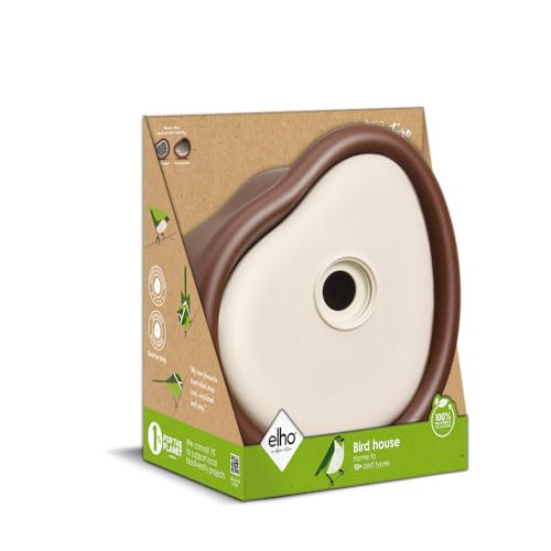 Elho Organic Bird House 25cm - Vogelhaus - für über 11 Arten - 100% Recyceltem Plastik - L27.4 x B16.8 x H25.4 cm - Braun/Kastanien Braun von elho