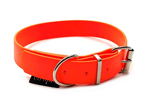 Biothane Hundehalsband 25mm Breit verstellbar S/M/L/XL Hundehalsband wasserbweisend (Neonorange, XL 51-57 cm) von elropet