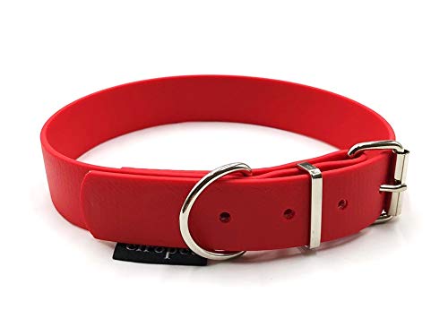 Biothane Hundehalsband 25mm Breit verstellbar S/M/L/XL Hundehalsband wasserbweisend (Rot, M 41-47 cm) von elropet