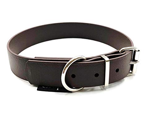 Biothane Hundehalsband 25mm Breit verstellbar S / M / L / XL Hundehalsband wasserbweisend (Braun, S 35-42 cm) von elropet