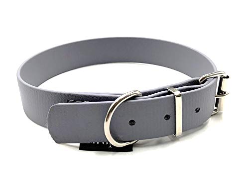 Biothane Hundehalsband 25mm Breit verstellbar S / M / L / XL Hundehalsband wasserbweisend (Grau, M 41-47 cm) von elropet