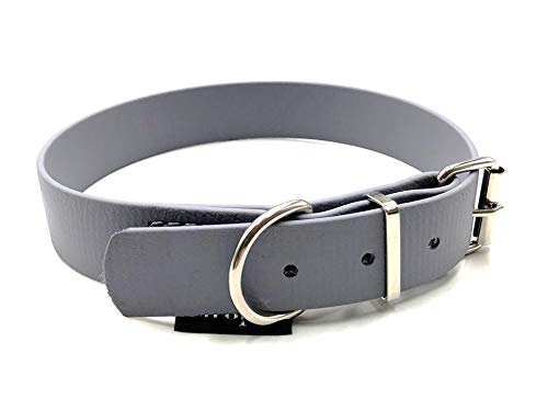 Biothane Hundehalsband 25mm Breit verstellbar S/M/L/XL Hundehalsband wasserbweisend (Grau, M 41-47 cm) von elropet