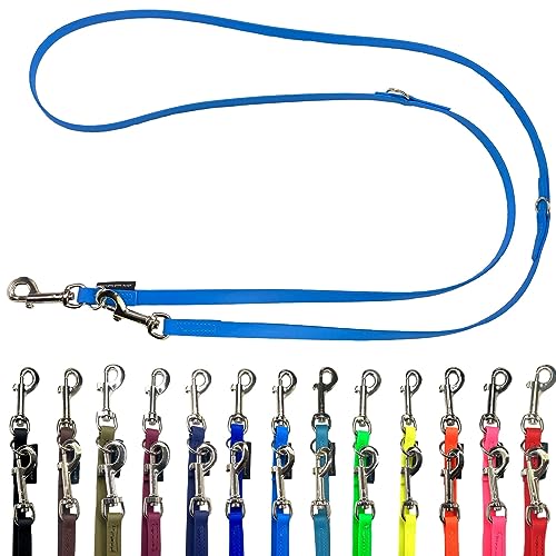 Biothane Hundeleine kleine Hunde/große Hunde verstellbar 2m / 2,40m / 2,80m / 3,50m / 5m SILBERNER Haken 9mm / 13m,m / 16mm (2,40m X 16mm, Hellblau) von elropet