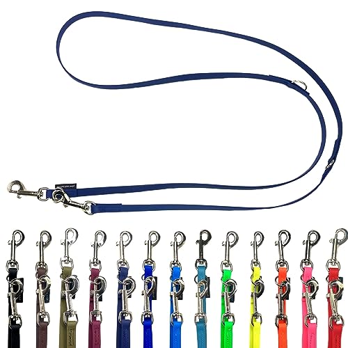 Biothane Hundeleine kleine Hunde/große Hunde verstellbar 2m / 2,40m / 2,80m / 3,50m / 5m SILBERNER Haken 9mm / 13m,m / 16mm (5m X 16mm, Marineblau) von elropet