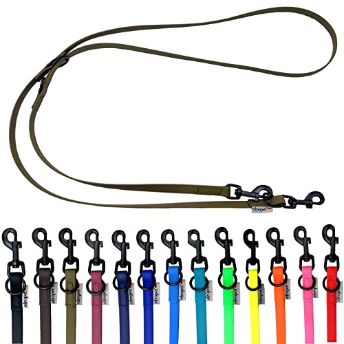 Biothane Hundeleine kleine Hunde/große Hunde verstellbar 2m / 2,40m / 2,80m / 3,50m / 5m schwarzer Haken (2,40m X 13mm, Olivegrün) von elropet