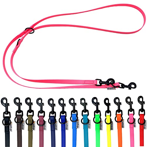 Biothane Hundeleine schwarzer Haken verstellbar für kleine Hunde/große Hunde 2m / 2,40m / 2,80m / 3,50m / 5m (Neonpink, 2,40m X 13mm) von elropet