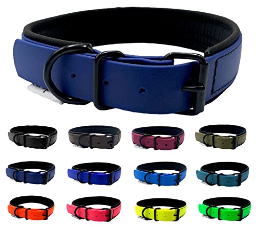 Hundehalsband Biothane Softshell unterlegt kleine Hunde/große Hunde verstellbar Black Edition (S 40-45 cm, Marineblau) von elropet