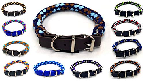 Hundehalsband für kleine Hunde / mittlere Hunde / große Hunde verstellbar S / M / L / XL mit Biothane Schnallenverschluss L 49cm - 54cm, Boston (schwarz, Silber, lila) von elropet