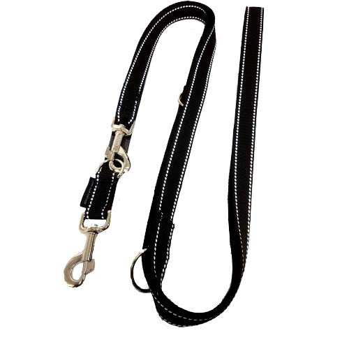 Hundeleine Doppelleine Gurtband reflektierend 25mm 5,00m schwarz 5fach verstellbar für große und gräftige Hunde Hundeleine Doppelleine Gurtband reflektierend 25mm 5,00m schwarz 5fach verstellbar für große und gräftige Hunde von elropet