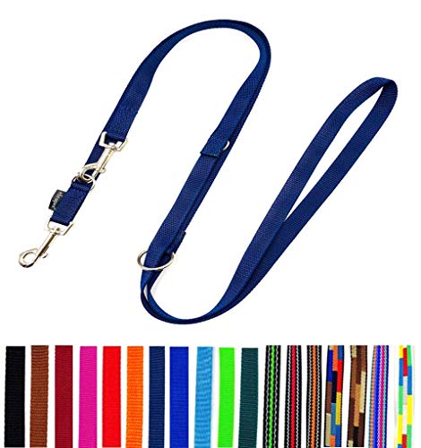 Hundeleine Doppelleine verstellbar 2m / 2,40m / 2,80m / 3,50m / 5m große Hunde 20mm/25mm (Marine 20mm, 3,50m) von elropet