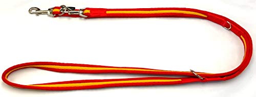 Hundeleine Super Soft Doppelleine 2,40m / 2,80 m verstellbar für mittlere und große Hunde/Übungsleine/Führleine (2,40 m, Spanien Rot-Gelb-Rot) von elropet
